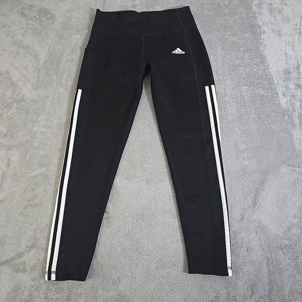 Adidas Pants Womens Medium Black Compression Athletic Leggings Running 26X26
